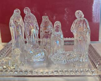 Miniature glass nativity set