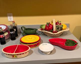 Fiesta style dishes chips and dip
