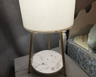 Mid-century modern style tripod table lamp with wireless charging base (set of 2)