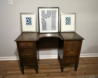 Antique kneehole vanity desk