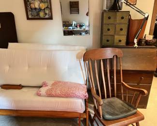 rocking chair, futon with a nice mattress