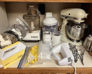small appliances: kitchen aid mixer, Cuisinart food processor