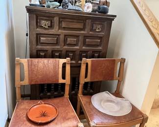 brutallist modern side chairs, Large secretary desk
