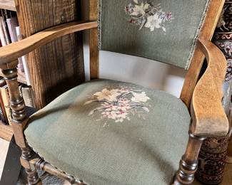 Antique needlepoint arm chair