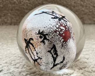 Petroglyph Turtles' art glass paperweight-possible by Richard Satava