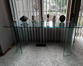 Premium Italian curved glass console table
