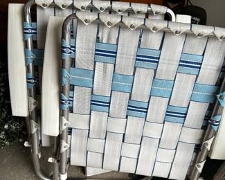 Vintage webbed, aluminum outdoor chairs