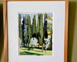 Tim Kennedy Watercolor, Cypress Trees/Florence