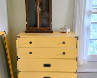 Mid Century Yellow Colormates Campaign Lowboy Dresser by Morris of California w/Matching Mirror