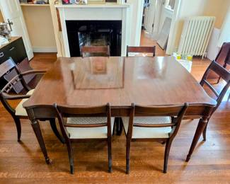Solid Wood Dining Room Table w/6 Chairs and Leaf 30H x 60W x 41D ( 12" Leaf)