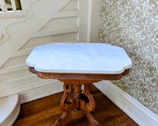 Marble Top Wood Side Table