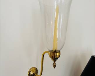 Pair of Brass Sconces with Glass Globes