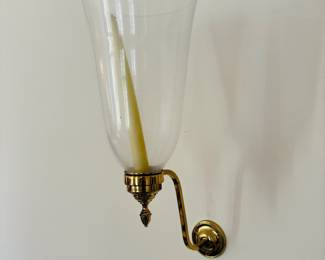 Pair of Brass Sconces with Glass Globes