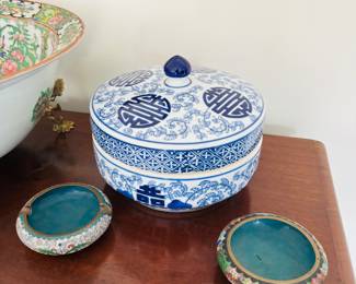 Blue & White Porcelain and Cloisonne Trinket Dishes