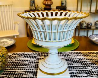 Gold & White Porcelain Compote