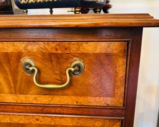 English Style Burled Walnut Chest