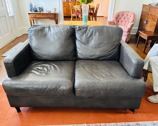 Grey Leather Loveseat