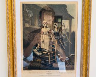 18th Century Style Engraving in Gold Frame