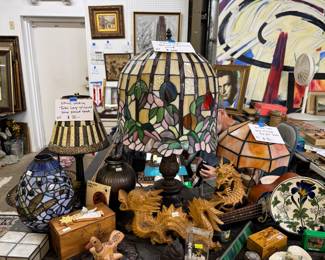 Lamp collection including stained glass
