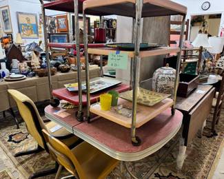 Retro serving carts and kitchenette table