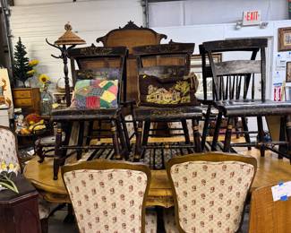 Hitchcock chairs, dining table and chairs