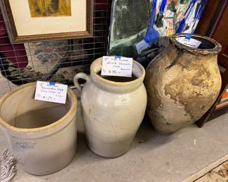 French Confit pottery and stoneware jugs