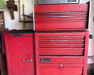 vintage SnapOn Tool Chest with Mac Tools Side Cabinet