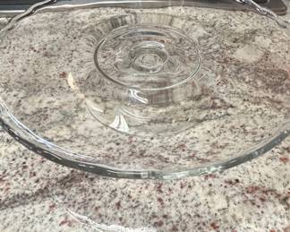 Vintage Indiana Glass Teardrop Pattern Clear Glass Cake Stand