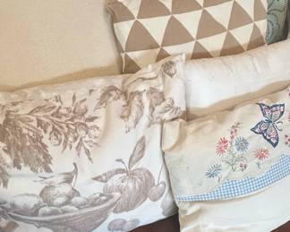 Designer Floral Toile and Embroidered Throw Pillows