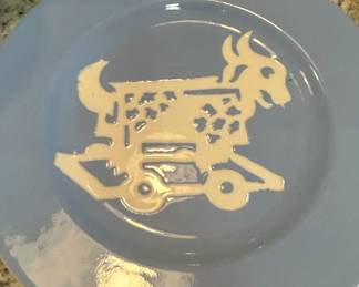 Harker Pottery Cameo Ware Nursery Rhyme Cup and Saucer Rocking Goat and Dancing Figure second image