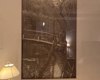 Framed SepiaTone Photograph of Japanese Garden Bridge second image