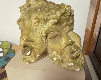DualFaced Brutalist Plaster Sculpture