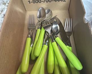 Retro Lime Green Handle Flatware Set