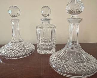 Set of Three Vintage Cut Crystal Decanters