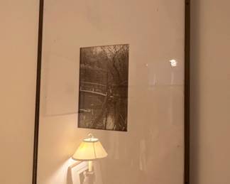 Framed SepiaTone Photograph of Japanese Garden Bridge