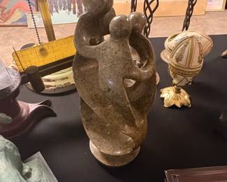 Shona Style Family Serpentine Stone Sculpture