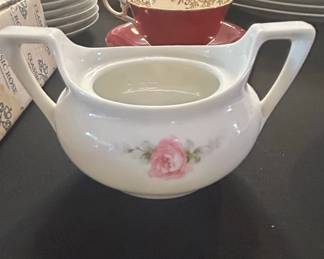 R.S. Germany Sugar Bowl, Pink Rose Pattern