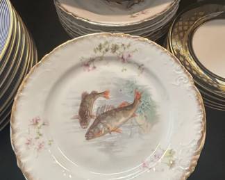 Antique Victoria Austria Porcelain Fish Service Set