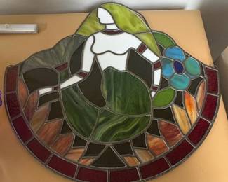 Art Nouveau Style Stained Glass Mermaid Suncatcher Panel