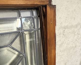 Antique Leaded Glass Window with Floral Motif and Bevels second image