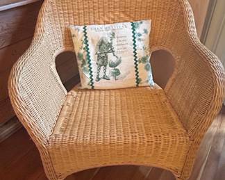 Vintage Wicker Rattan Armchair