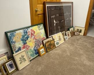 Collection of Assorted Framed Prints and Artwork, including Botanical and Victorian Illustrations