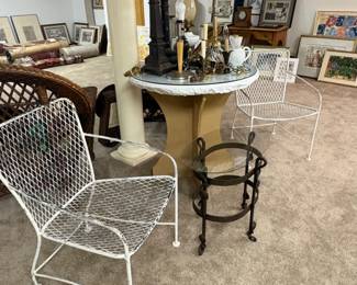 Vintage Russell Woodard Sculptura Style Wrought Iron Patio Chairs