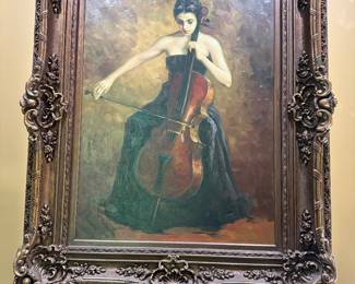 Large Portrait of Woman Playing Cello