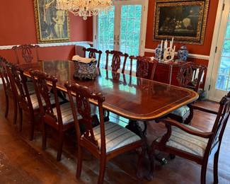 Banded Flame Mahogany Dining Table by Stickley