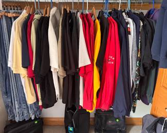 Lots of great condition men’s clothing—golf clothes, coats belts