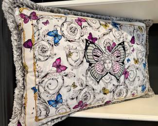 Versace Home butterfly silk decorative pillow- Exquisite!- 24x15- $450