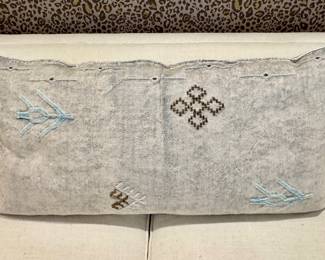 Restoration Hardware Moroccan Cactus pillow- oversized - 40x20. Denim-like fabric, stitched adornments- $200