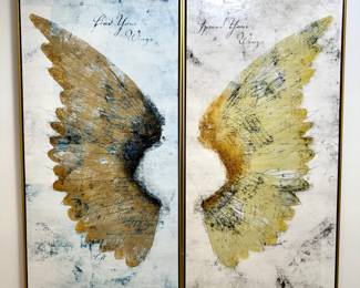 "Find Your Wings" and "Spread Your Wings" canvas art set- each panel- 31x61.5- $350 for the pair