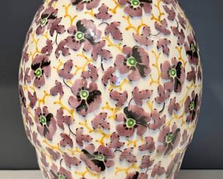 Numbered ceramic vase featuring pansy motif- 7”Dx11.5H- $200